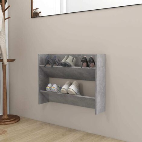 Meuble à Chaussures Étagère à Chaussures - murale Gris béton 80x18x60 cm Aggloméré BV475052 - BonneVie (1/5)
