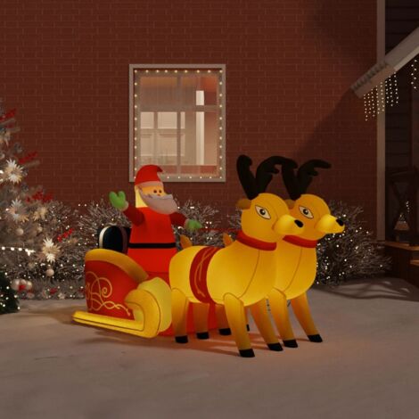 Décoration gonflable de Père Noël Cadeaux de Noël et renne à LED 130 cm 32594 (1/5)