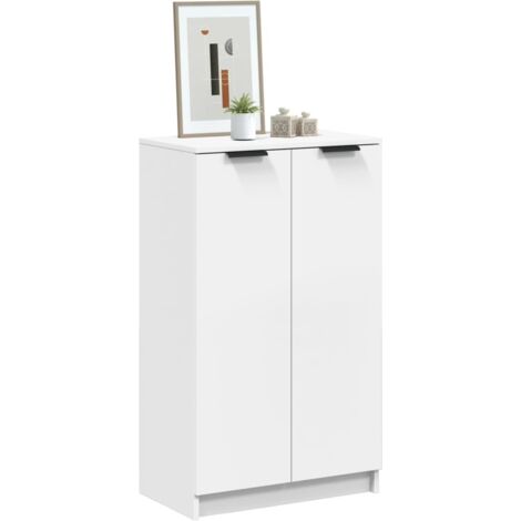 Armoire à Chaussures, Meuble Étagère de Rangement, Blanc 59x35x100 cm Bois d'ingénierie OIB2506E (1/5)
