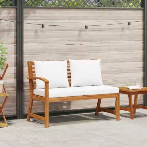 Banc de jardin Banquette de Jardin - Mobilier de jardin 114,5 cm avec coussin crème Bois solide d'acacia BV177590 - BonneVie (1/5)
