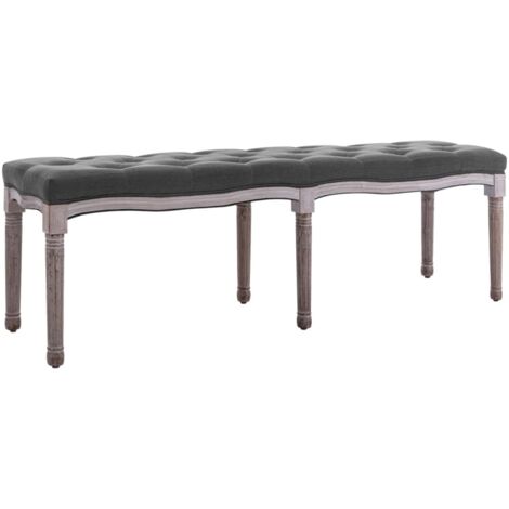 Banc Banc de jardin Banc de table de séjour Lin Bois solide 150x40x48 cm Gris foncé 70193 (1/5)