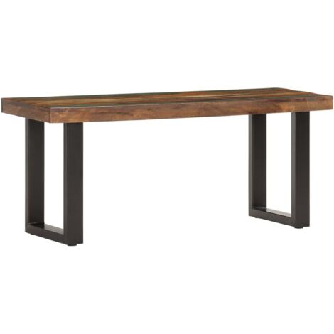 Banc de jardin 110 cm Banc de salon - Banc de table Bois de récupération solide et acier BV356845 - BonneVie (1/5)