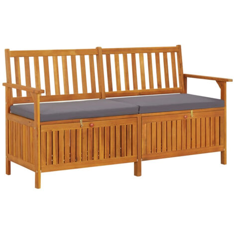 Banc de rangement Coffre de rangement avec coussin 148 cm Bois d'acacia solide 30684 (1/5)