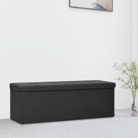 Banc Coffre de rangement pliable - Banquette Pouf Noir Faux lin BV327371 - BonneVie (1/5)