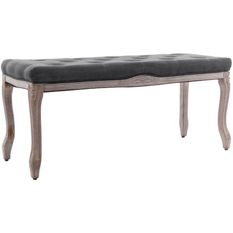 Banc - Banc de salon Banc de table Lin Bois solide 110x38x48 cm Gris foncé BV957709 - BonneVie (1/5)