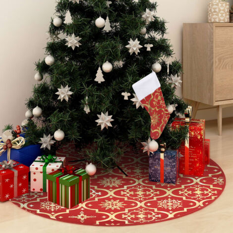 FIMEI Jupe de sapin de Noël de luxe avec chaussette Rouge 150cm Tissu (1/5)