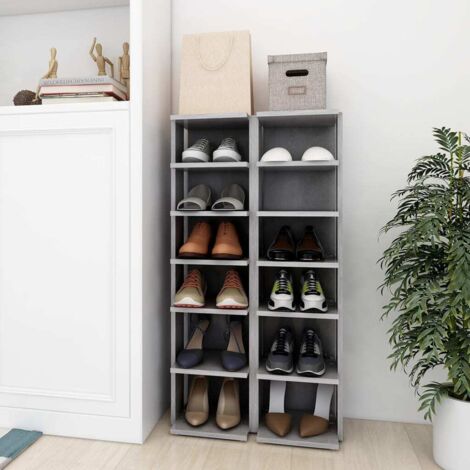 Lot de 2 Meubles à Chaussures Armoires à Chaussures Meuble d'entrée Gris béton 25x27x102 cm 25742 (1/5)
