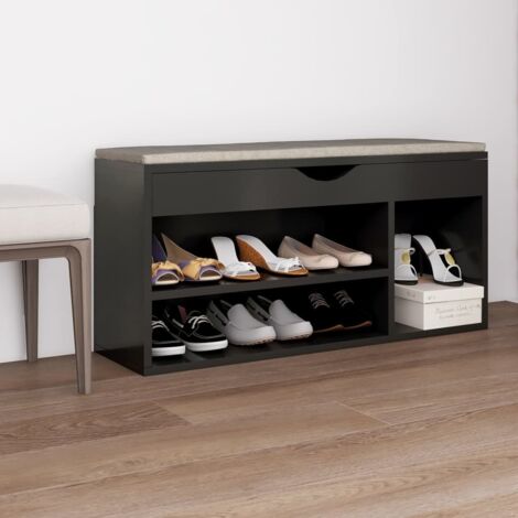 Meuble à Chaussures Banc à chaussures Meuble d'entrée avec coussin Gris 104x30x49 cm Aggloméré 44593 (1/5)