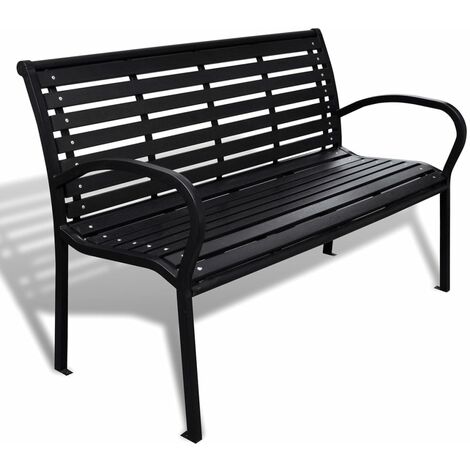 Banc de jardin Banc d'extérieur Banquette 125 cm Acier et WPC Noir 21322 (1/5)