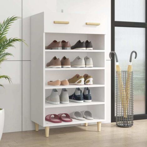 Armoire à Chaussures, Meuble Étagère de Rangement, Blanc 60x35x105 cm Bois d'ingénierie OIB6923E (1/5)