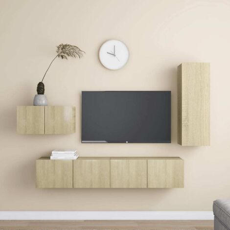 Ensemble de meuble TV 4 pcs pour Salon - Armoire TV Chêne sonoma Aggloméré BV509434 - BonneVie (1/5)