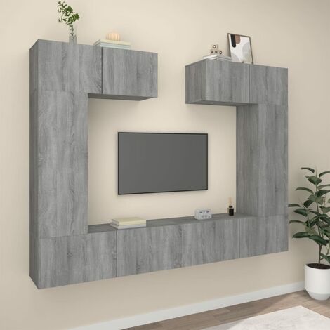 Ensemble de meubles TV 6 pcs pour Salon - Armoire TV Sonoma gris Bois d'ingénierie BV526743 - BonneVie (1/5)