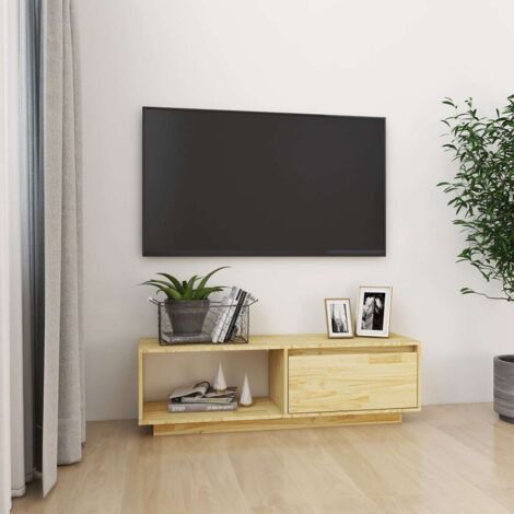 Meuble TV Banc TV Armoire de rangement 110x30x33,5 cm Bois de pin massif 56043 (1/5)