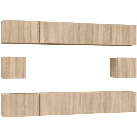 Ensemble de meubles TV 6 pcs pour Salon - Armoire TV Chêne sonoma Bois d'ingénierie BV135024 - BonneVie (1/5)