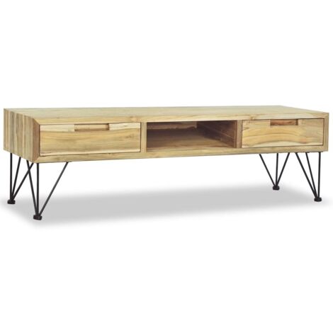 Meuble TV Banc TV Armoire de rangement 120 x 35 x 35 cm Teck massif 94427 (1/5)