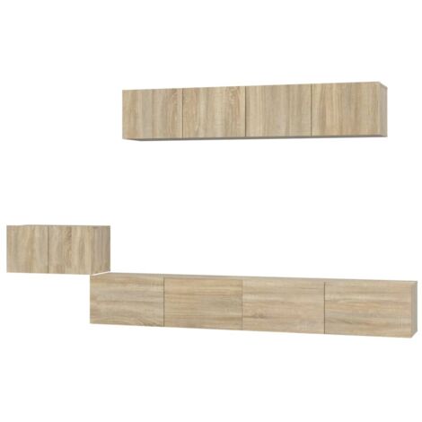 Ensemble de meubles TV 5 pcs pour Salon - Armoire TV Chêne sonoma Bois d'ingénierie BV498783 - BonneVie (1/5)