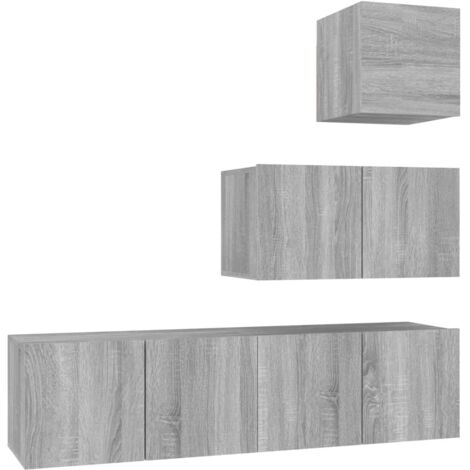 Ensemble de meubles TV 4 pcs, Étagère TV, Meuble de Salon, Sonoma gris Bois d'ingénierie OIB2937E (1/5)