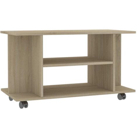 Meuble TV, Étagère TV, Meuble de Salon, avec roulettes Chêne sonoma 80x40x40 cm Aggloméré OIB5715E (1/5)