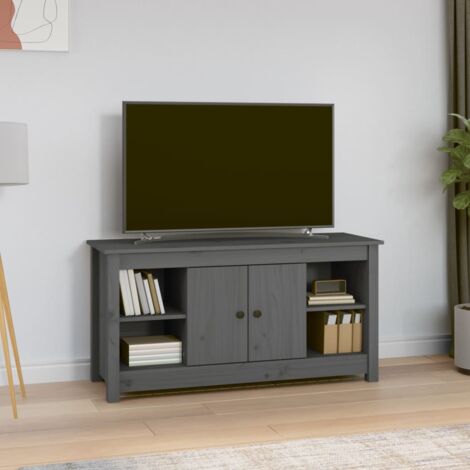 Meuble TV Banc TV Armoire de rangement Gris 103x36,5x52 cm Bois de pin massif 54890 (1/5)