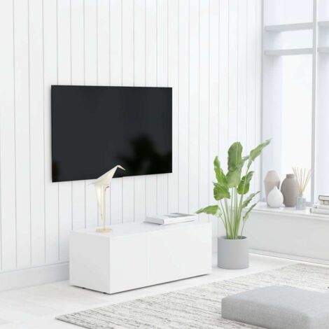 Meuble TV pour Salon - Armoire TV Blanc 80x34x30 cm Aggloméré BV514893 - BonneVie (1/5)