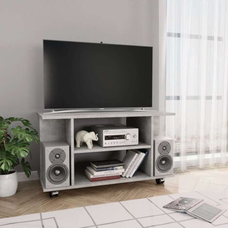 Meuble TV  Banc TV Armoire de rangement et roulettes Gris béton 80x40x40 cm bois d'ingénierie 38075 (1/5)