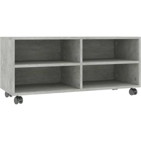 Meuble TV, Étagère TV, Meuble de Salon, avec roulettes Gris cement 90 x 35 x 35 cm Aggloméré OIB7311E (1/5)