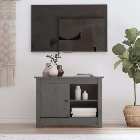 Meuble TV Banc TV Armoire de rangement Gris 70x36,5x52 cm Bois de pin massif 85006 (1/5)