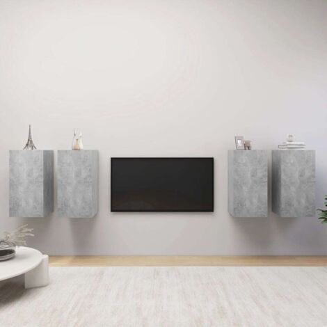 Meubles TV 4 pcs Bancs TV Armoires de rangement Gris béton 30,5x30x60 cm Aggloméré 87194 (1/4)