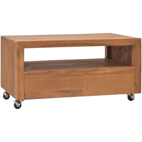 Meuble TV  Banc TV Armoire de rangement avec roues 80x50x42 cm Bois de teck solide 67178 (1/5)