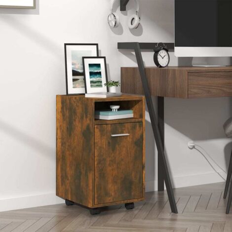 Armoire appoint à roues Meuble de Rangement - Style Contemporain Chêne fumé 33x38x60cm Bois d'ingénierie BV265731 - BonneVie (1/5)