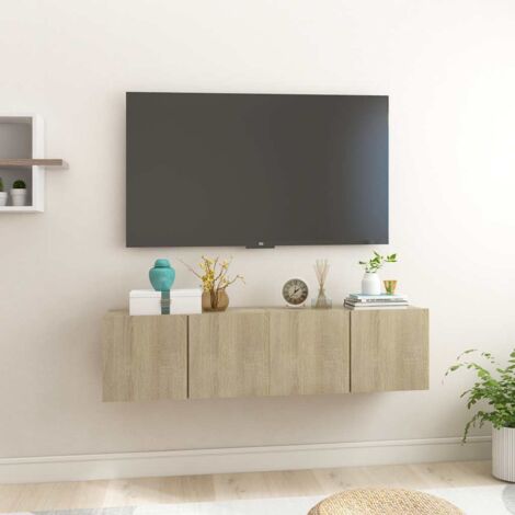 Meubles TV suspendus 2 pcs Bancs TV Armoires de rangement Chêne sonoma 60x30x30 cm 91534 (1/5)