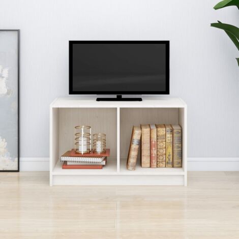 Meuble TV pour Salon - Armoire TV Blanc 70x33x42 cm Bois de pin massif BV590163 - BonneVie (1/5)