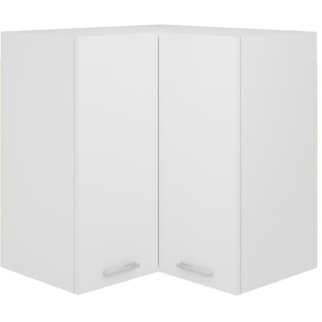Maison Chic – Armoire d'angle suspendue haut de cuisine blanc 57x57x60 cm – Aggloméré – 2 étagères – Entretien facile avec chiffon humide (1/5)