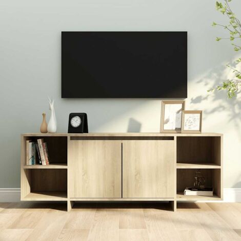 Meuble TV Banc TV Armoire de rangement Chêne sonoma 130x35x50 cm Aggloméré 16810 (1/5)
