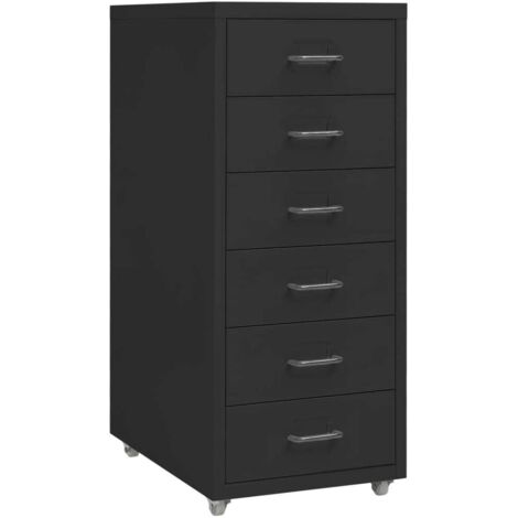 Classeur mobile Armoire de rangement  Caisson de rangement Noir 28x41x69 cm Métal 82640 (1/5)