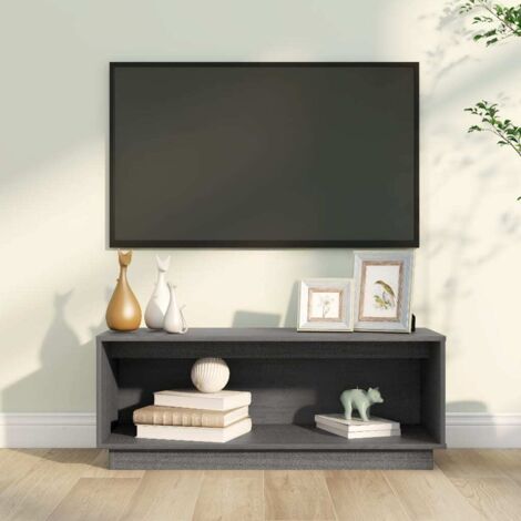 Meuble TV Banc TV Armoire de rangement Gris 90x35x35 cm Bois de pin massif 22461 (1/5)
