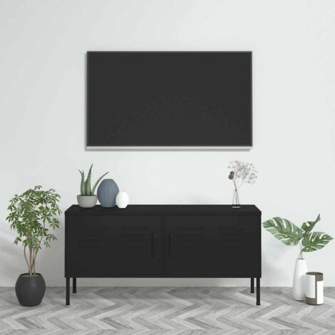 Meuble TV Banc TV Armoire de rangement Noir 105x35x50 cm Acier 62551 (1/5)