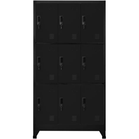 Armoire à casiers Armoire de chambre Armoire de rangement Noir 90x45x180 cm Acier 30328 (1/5)