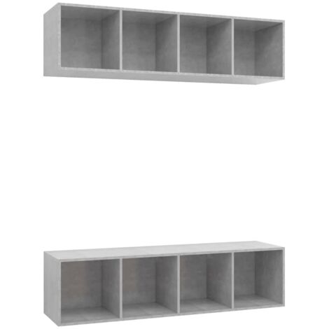 Meubles TV muraux 2 pcs, Étagère TV, Meuble de Salon, Gris béton Aggloméré OIB7317E (1/5)
