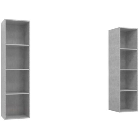 Meubles TV muraux 2 pcs, Étagère TV, Meuble de Salon, Gris béton Aggloméré OIB8203E (1/5)