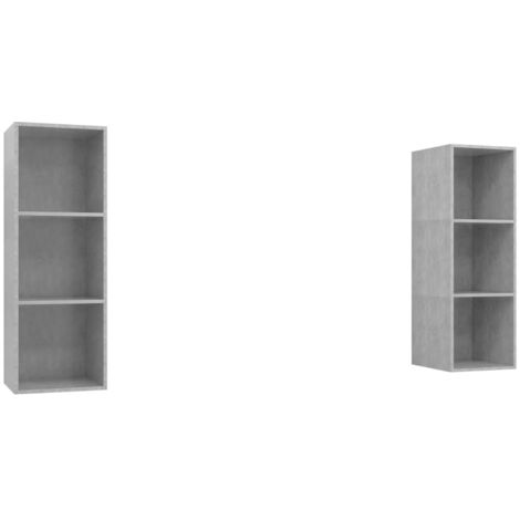 Meubles TV muraux 2 pcs, Étagère TV, Meuble de Salon, Gris béton Aggloméré OIB4066E (1/5)