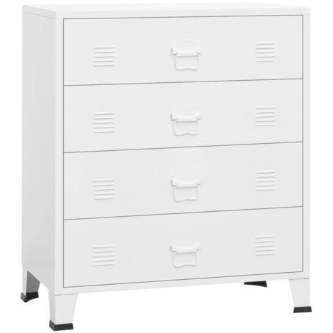 Armoire à tiroirs Commode de chambre Armoire de rangement industrielle Blanc 78x40x93 cm Métal 25412 (1/5)