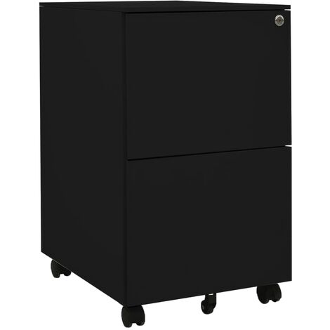 Classeur mobile Meuble de Rangement - Armoire De Bureau Noir 39x45x67 cm Acier BV576407 - BonneVie (1/5)