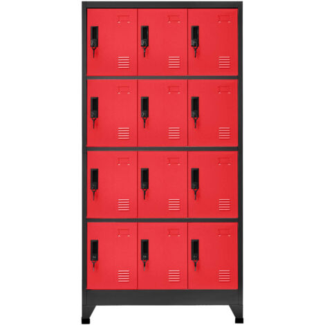 Armoire à casiers Design moderne, Armoire Etagère de rangement, Anthracite et rouge 90x45x180 cm Acier OIB5926E (1/5)