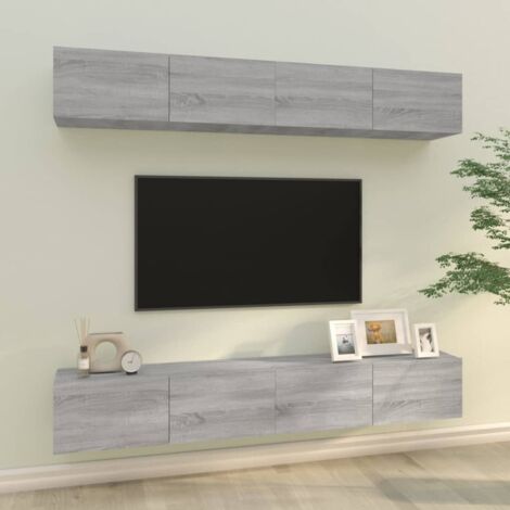 Meubles TV muraux 4 pcs Bancs TV Armoires de rangement Sonoma gris 100x30x30 cm 13735 (1/5)