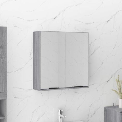 Armoire à miroir Armoire murale de salle de bain - Style Contemporain Sonoma gris 64x20x67 cm BV360382 - BonneVie (1/5)