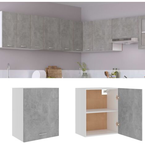 Armoire suspendue  Armoire de cuisine Meuble haut de Cuisine Gris béton 50x31x60 cm Aggloméré 21954