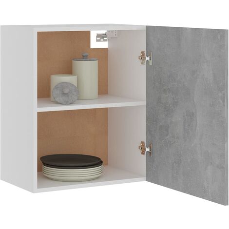 Armoire suspendue  Armoire de cuisine Meuble haut de Cuisine Gris béton 50x31x60 cm Aggloméré 21954