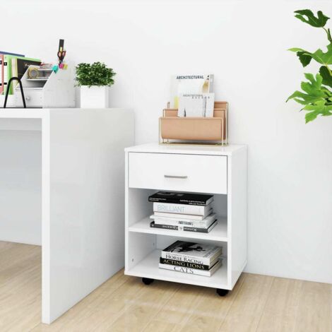 Armoire à roulettes Armoire de rangement Blanc 46x36x59 cm Aggloméré 25926 (1/5)