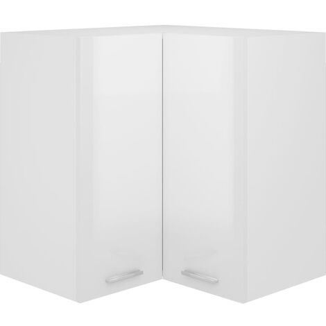 Armoire d'angle suspendue  Armoire de cuisine Meuble haut Cuisine Blanc brillant 57x57x60 cm Aggloméré 10152